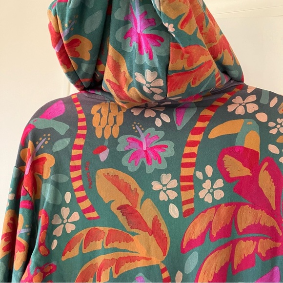 Anthropologie Farm Rio Magda Colorful Floral & Animal Hoodie Sweatshirt (XS) - Picture 10 of 13